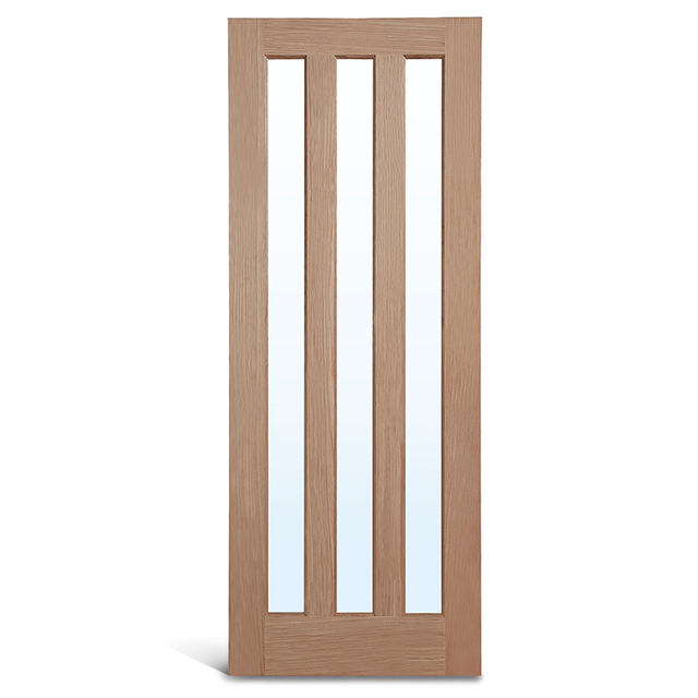 Porta de painel de carvalho de vidro de 3 painéis