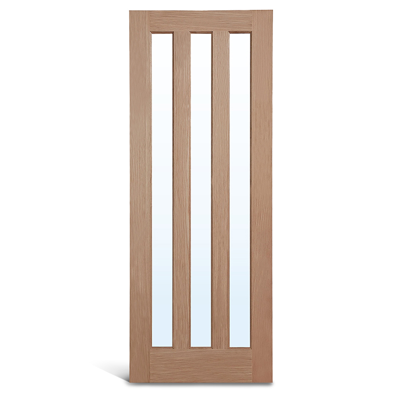 Porta de painel de carvalho de vidro de 3 painéis