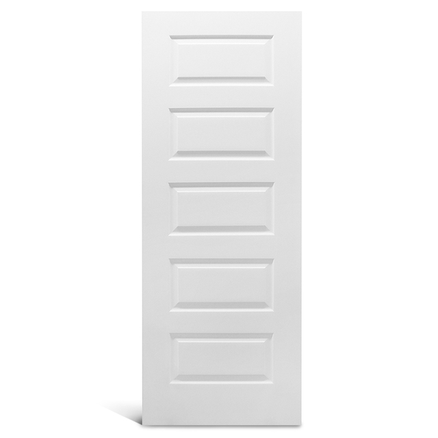 Construção interior de porta moldada pré-pintada lisa de 5 painéis