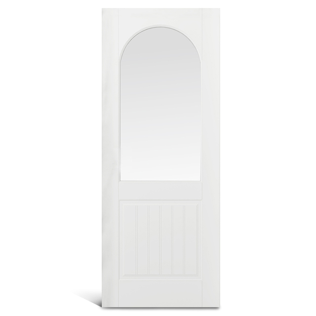 Porta moldada em pvc de vidro superior redondo de 2 painéis