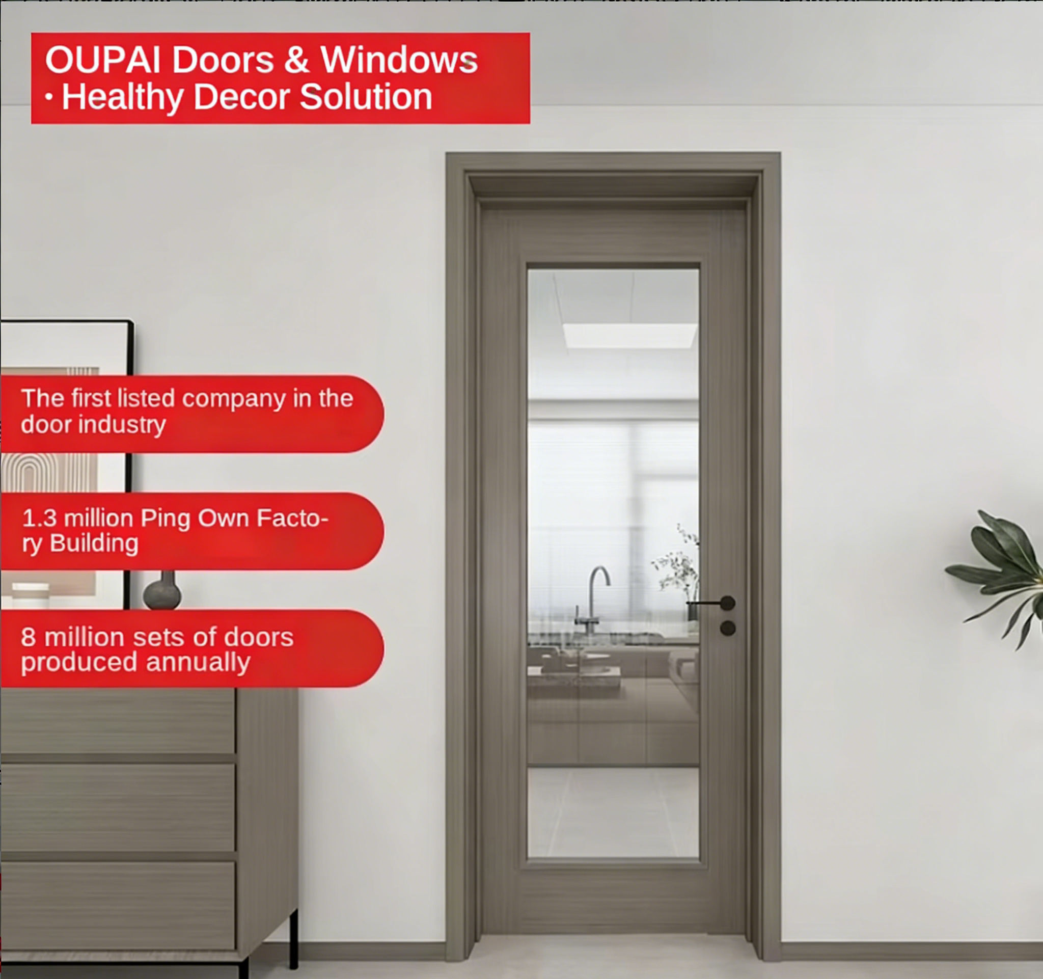 Certificado de porta impermeável Oupai PVC WPC CE Saso