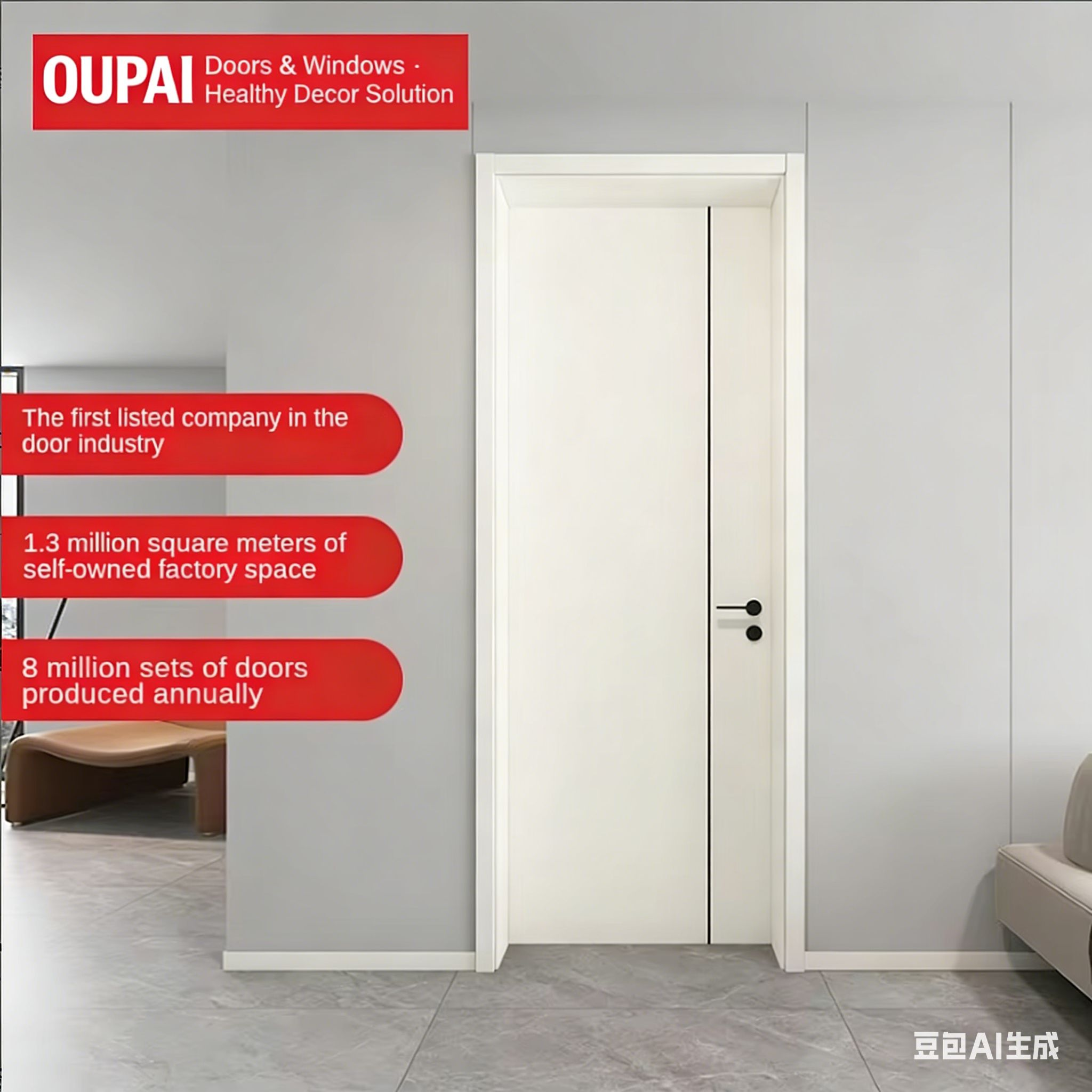 Certificado de porta impermeável Oupai PVC WPC CE Saso